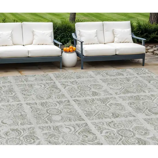 Taupe Beige And Tan Medallion Washable Indoor Outdoor Area Rug Photo 1