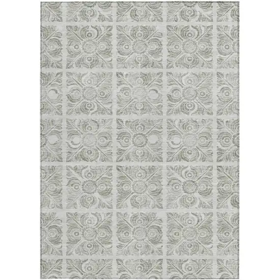 Taupe Beige And Tan Medallion Washable Indoor Outdoor Area Rug Photo 7