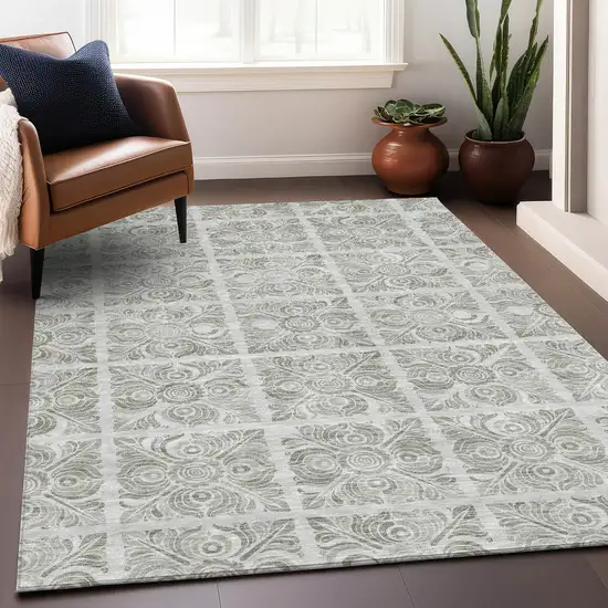 Taupe Beige And Tan Medallion Washable Indoor Outdoor Area Rug Photo 9