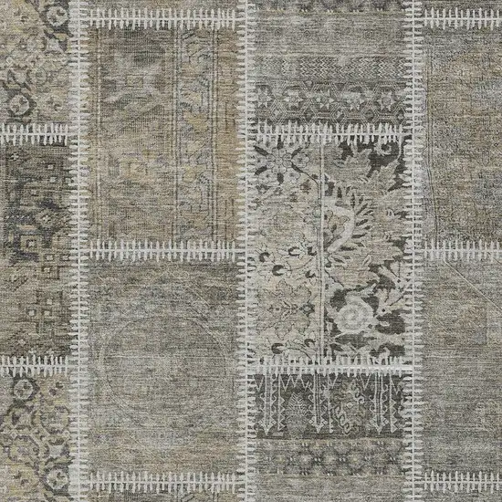 Taupe Beige And Tan Patchwork Washable Indoor Outdoor Area Rug Photo 3