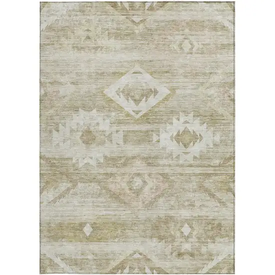 Taupe Beige And Tan Southwestern Washable Indoor Outdoor Area Rug Photo 6