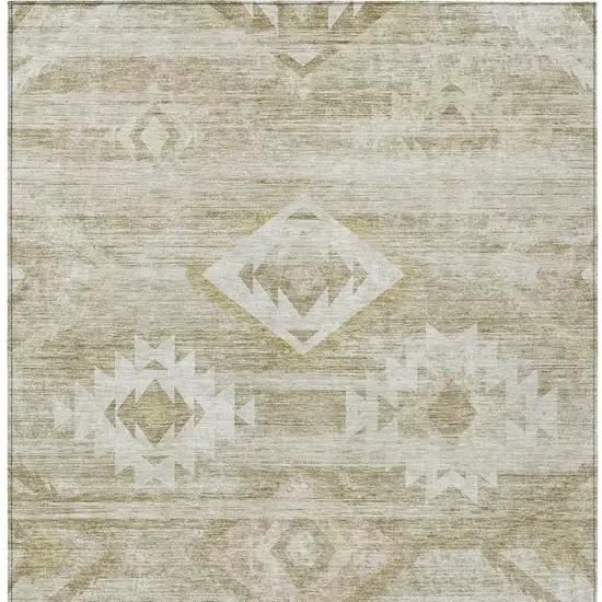 Taupe Beige And Tan Southwestern Washable Indoor Outdoor Area Rug Photo 7