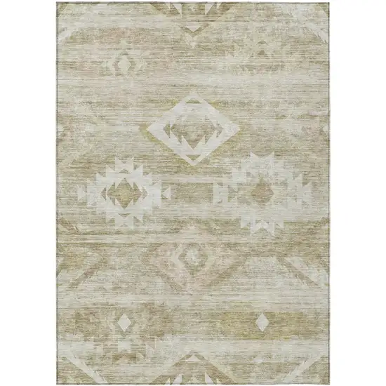 Taupe Beige And Tan Southwestern Washable Indoor Outdoor Area Rug Photo 2