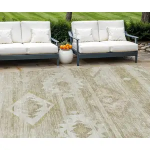 Photo of Taupe Beige And Tan Southwestern Washable Indoor Outdoor Area Rug