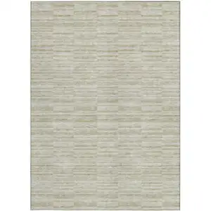 Photo of Taupe Beige And Tan Striped Washable Indoor Outdoor Area Rug