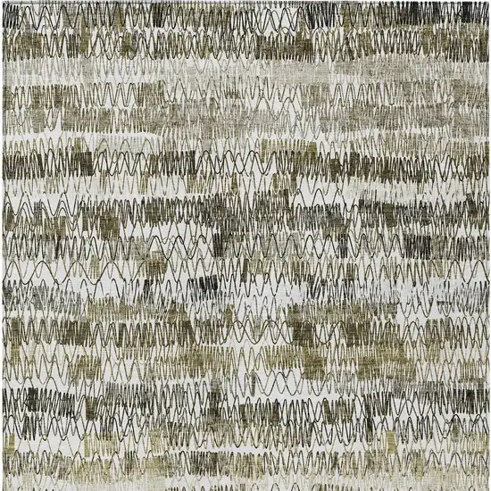 Taupe Beige And Tan Striped Washable Indoor Outdoor Area Rug Photo 6