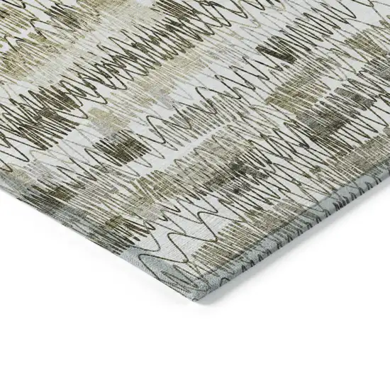 Taupe Beige And Tan Striped Washable Indoor Outdoor Area Rug Photo 4