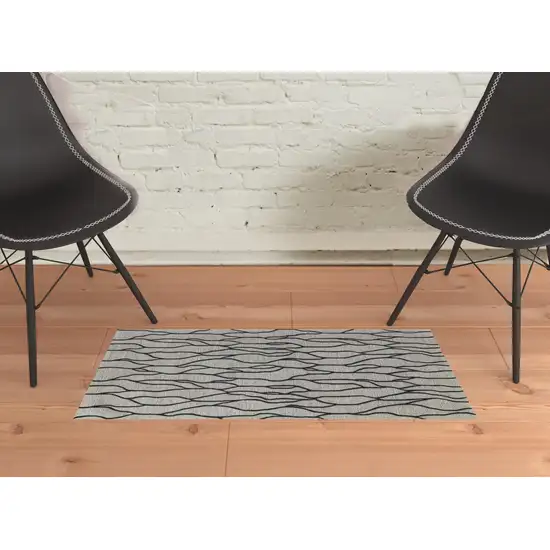 Taupe Black And Gray Wool Abstract Tufted Handmade Stain Resistant Area Rug Photo 2