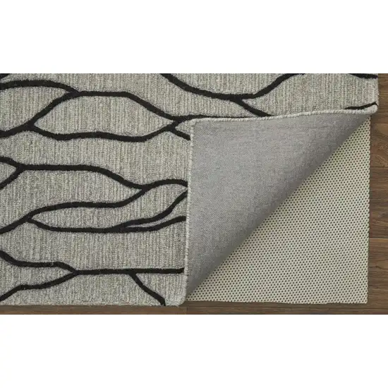 Taupe Black And Gray Wool Abstract Tufted Handmade Stain Resistant Area Rug Photo 4