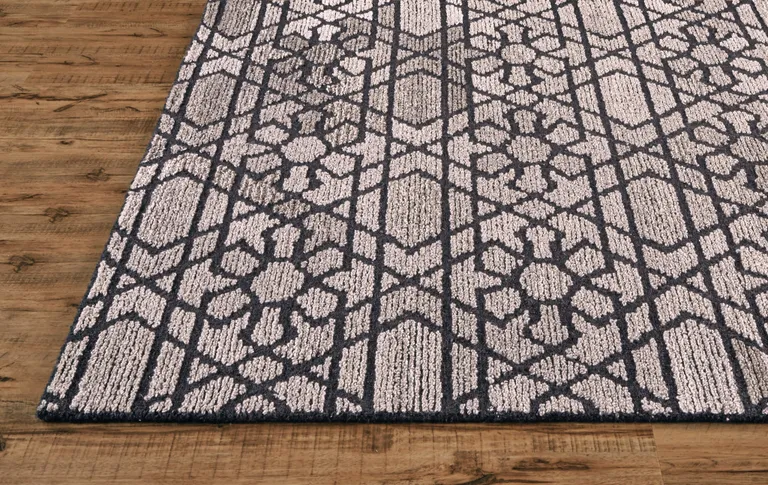 Taupe Black And Gray Wool Paisley Tufted Handmade Area Rug Photo 2