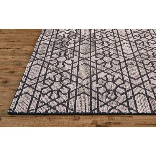 Taupe Black And Gray Wool Paisley Tufted Handmade Area Rug Photo 2