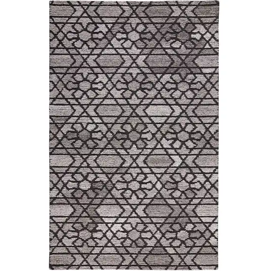 Black and Taupe Wool Paisley Hand Tufted Area Rug Photo 2