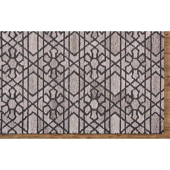 Taupe Black And Gray Wool Paisley Tufted Handmade Area Rug Photo 3