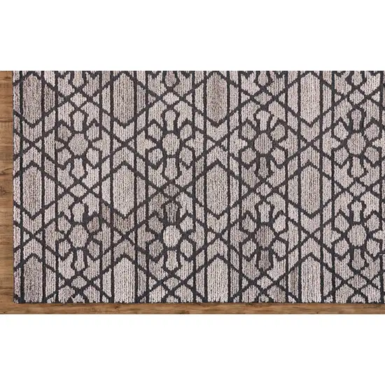 Taupe Black And Gray Wool Paisley Tufted Handmade Area Rug Photo 4