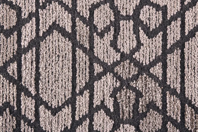 Taupe Black And Gray Wool Paisley Tufted Handmade Area Rug Photo 1