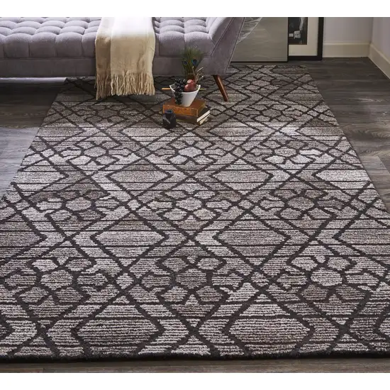 Taupe Black And Gray Wool Paisley Tufted Handmade Area Rug Photo 2