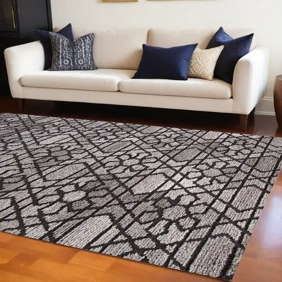 Black and Taupe Wool Paisley Hand Tufted Area Rug Photo 1