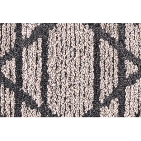 Taupe Black And Gray Wool Paisley Tufted Handmade Area Rug Photo 9