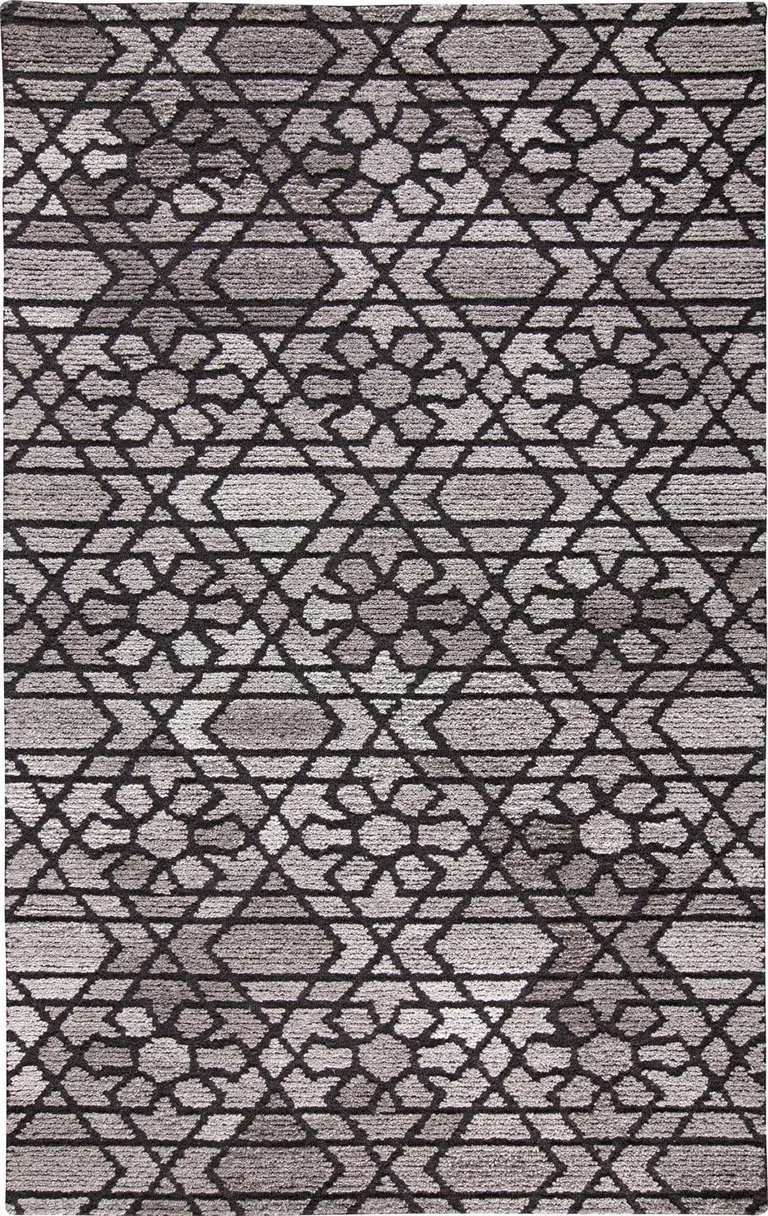 Taupe Black And Gray Wool Paisley Tufted Handmade Area Rug Photo 4