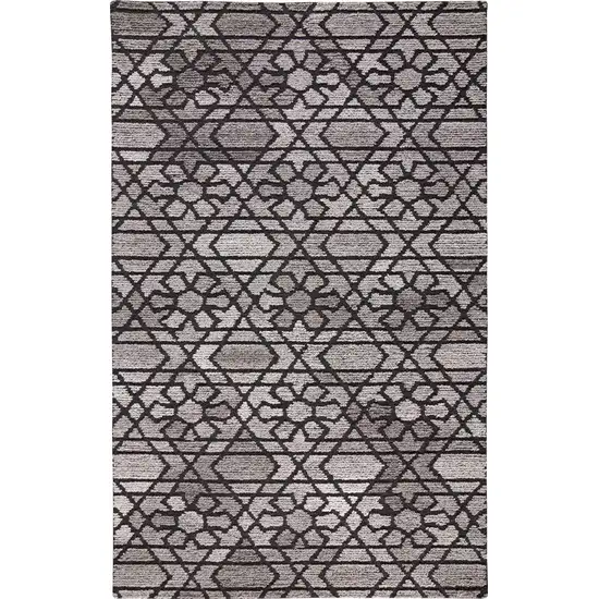 Taupe Black And Gray Wool Paisley Tufted Handmade Area Rug Photo 4