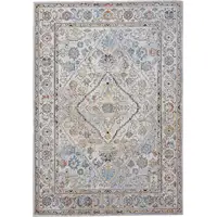 Photo of Taupe Blue And Gray Floral Stain Resistant Area Rug