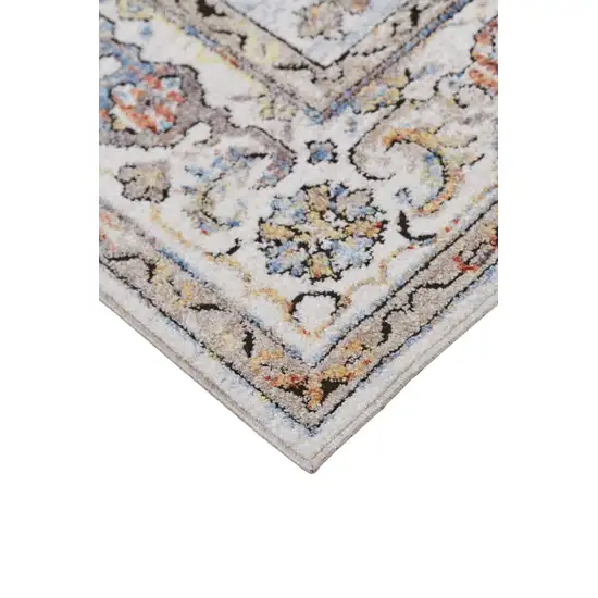 Taupe Blue And Gray Floral Stain Resistant Area Rug Photo 6