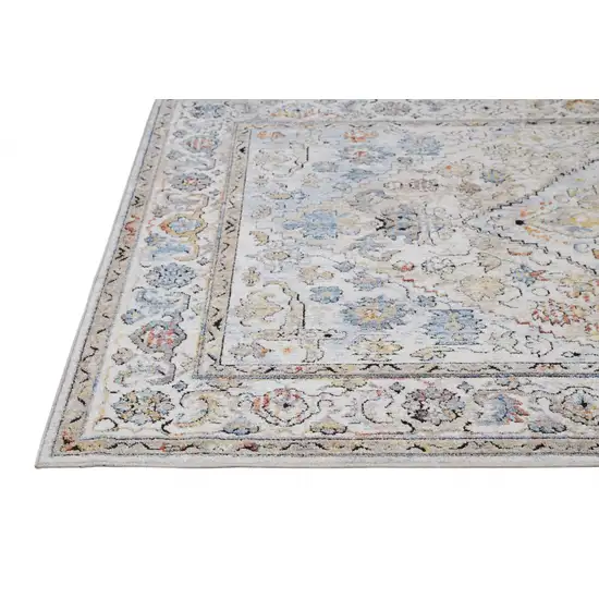 Taupe Blue And Gray Floral Stain Resistant Area Rug Photo 3