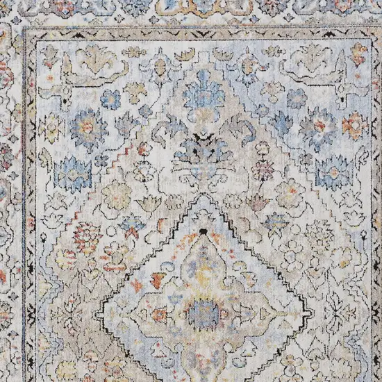 Blue and Gray Floral Area Rug Photo 6