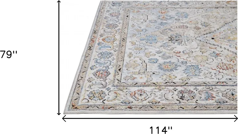 Taupe Blue And Gray Floral Stain Resistant Area Rug Photo 5