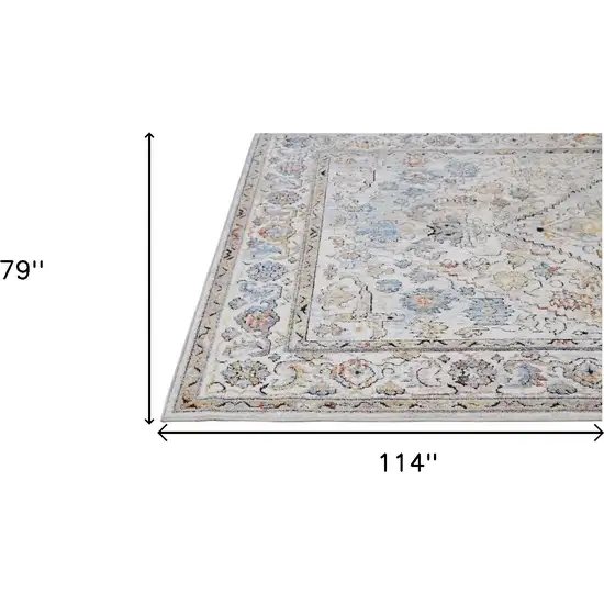 Taupe Blue And Gray Floral Stain Resistant Area Rug Photo 5