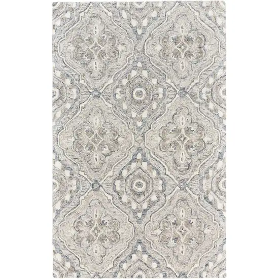 Taupe Blue And Gray Wool Floral Tufted Handmade Area Rug Photo 1