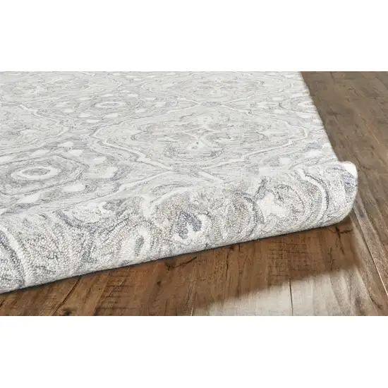 Taupe Blue And Gray Wool Floral Tufted Handmade Stain Resistant Area Rug Photo 7