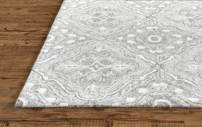 Taupe Blue And Gray Wool Floral Tufted Handmade Stain Resistant Area Rug Photo 3