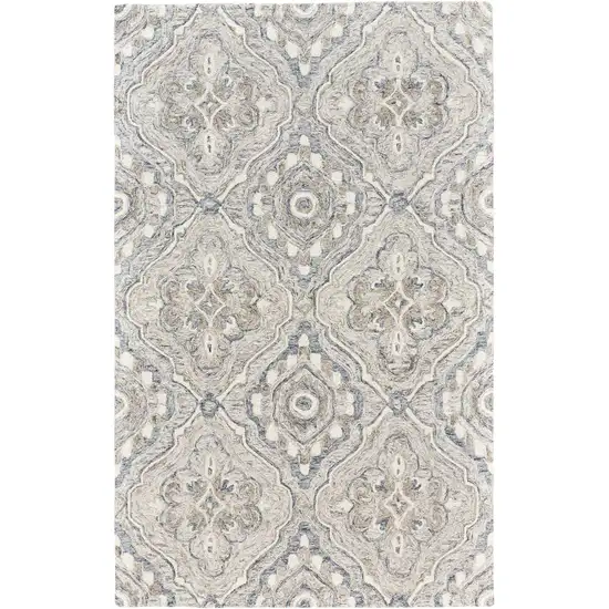 Taupe Blue And Gray Wool Floral Tufted Handmade Stain Resistant Area Rug Photo 1