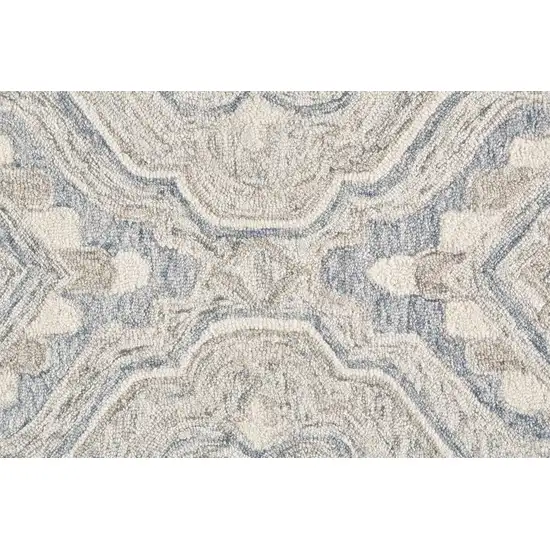 Taupe Blue And Gray Wool Floral Tufted Handmade Stain Resistant Area Rug Photo 9