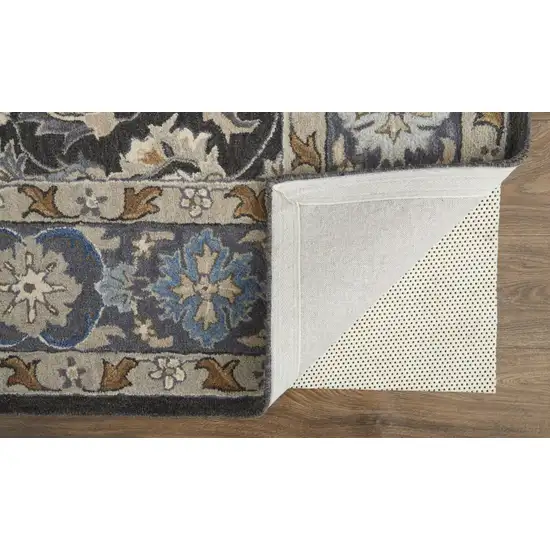 Taupe Blue And Ivory Wool Floral Tufted Handmade Stain Resistant Area Rug Photo 4