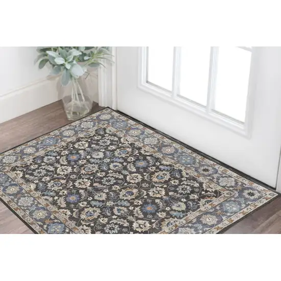 Taupe and Ivory Wool Floral Hand Tufted Area Rug Photo 1