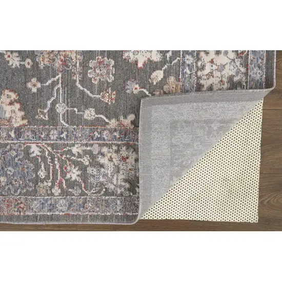 Taupe Blue And Orange Floral Power Loom Area Rug Photo 3