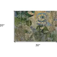 Photo of Taupe Blue and Green Floral Washable Non Skid Indoor Outdoor Area Rug