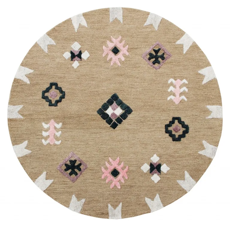 Taupe Boho Chic Motif Area Rug Photo 1