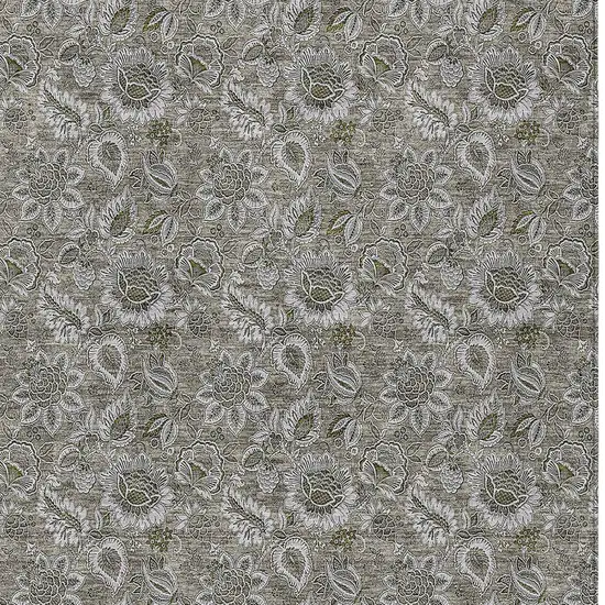 Taupe Brown And Beige Floral Washable Indoor Outdoor Area Rug Photo 5