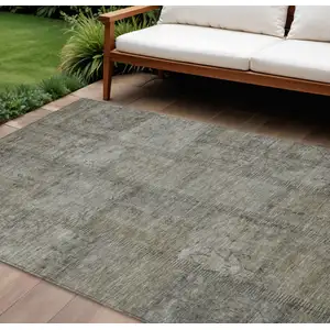 Photo of Taupe Brown And Beige Patchwork Washable Indoor Outdoor Area Rug