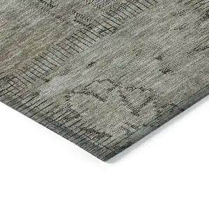 Photo of Taupe Brown And Beige Patchwork Washable Indoor Outdoor Area Rug