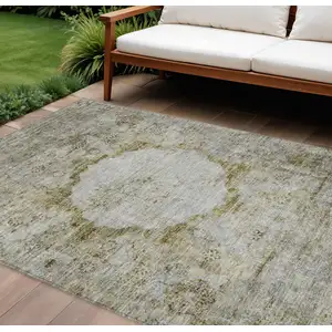 Photo of Taupe Brown And Gray Oriental Washable Indoor Outdoor Area Rug