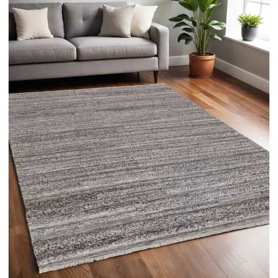 Taupe and Brown Striped Hand Woven Area Rug Photo 1