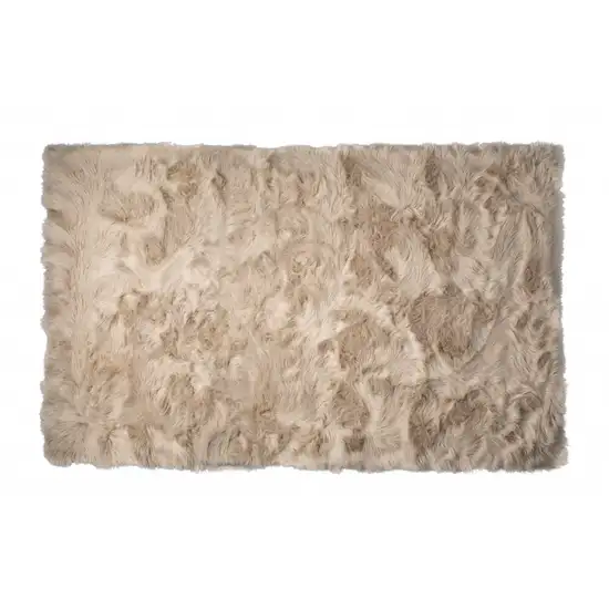 Taupe Faux Fur Non Skid Area Rug Photo 3