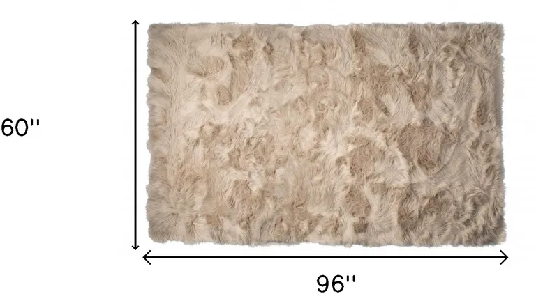 Taupe Faux Fur Non Skid Area Rug Photo 4