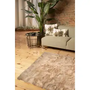 Photo of Taupe Faux Fur Non Skid Area Rug