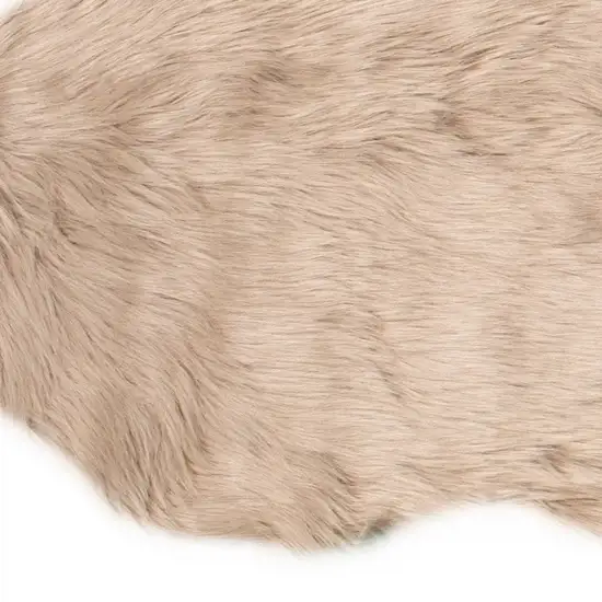 Taupe Faux Fur Washable Non Skid Area Rug Photo 3