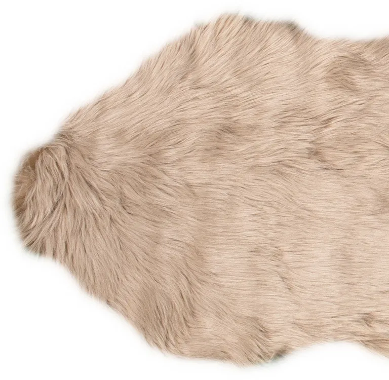 Taupe Faux Fur Washable Non Skid Area Rug Photo 4